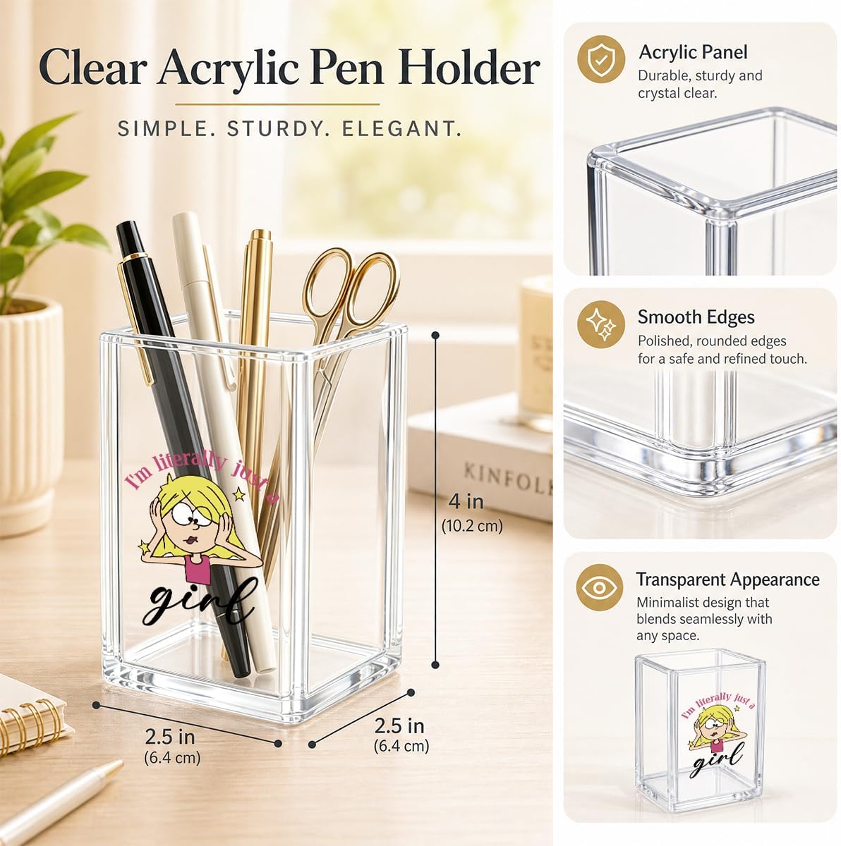 I'm Literally Just a Girl Pen Holder for Home Office Gifts for Women Girls image 2