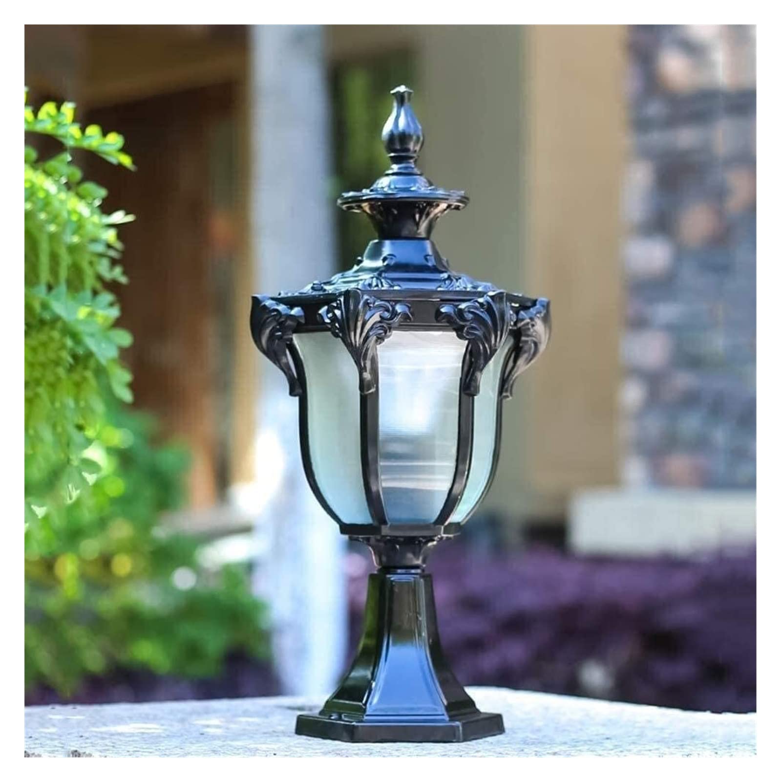 Cortile Luce Illuminazione da Giardino Classica, Lampada a Colonna Impermeabile per Esterni retrò Recinzione Antica Lanterna a Pilastro Villa Luce Postale Tradizionale Luce Decorativa per Molo Patio