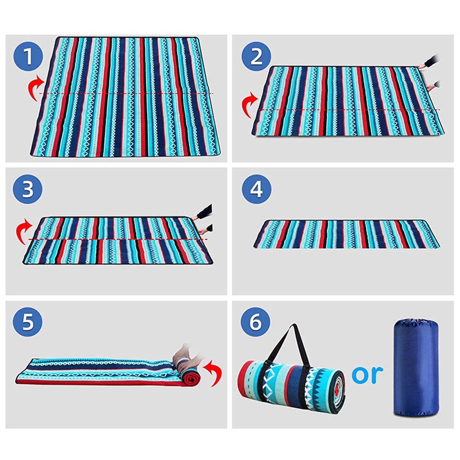 Tapis de Pique Nique, Couverture Pique Niques Imperméable, Natte de Plage Nappe Picnic pour Extérieur Voyages Parc Jardin (Color : Blue Stripe, Size : 150x200cm)