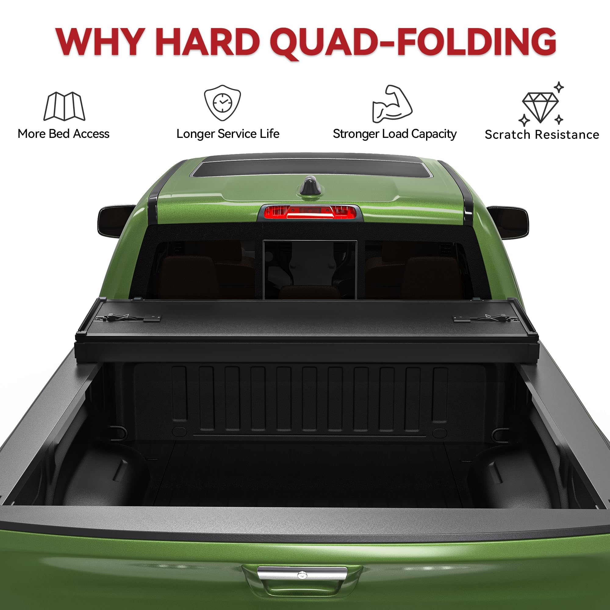 Amazon.com: YITAMOTOR Quad Fold Hard Truck Tonneau Cover Fits for