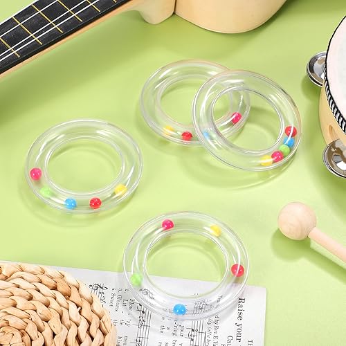 Miniatura 5 de Sonajeros portátiles para recién nacidos, 12 piezas, círculo transparente, juegos de cuentas, pulsera de muñeca, sonajero relajante, encías,