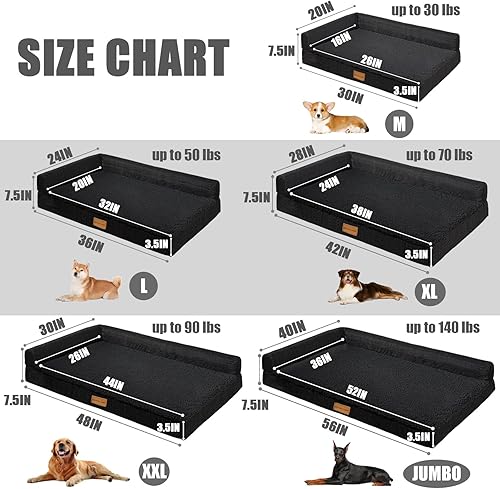 Miniatura 5 de Patas Lague Cama ortopédica XL para perros de tamaño grande de 42 x 28 pulgadas, sofá cama grande impermeable para mascotas con funda extraíble