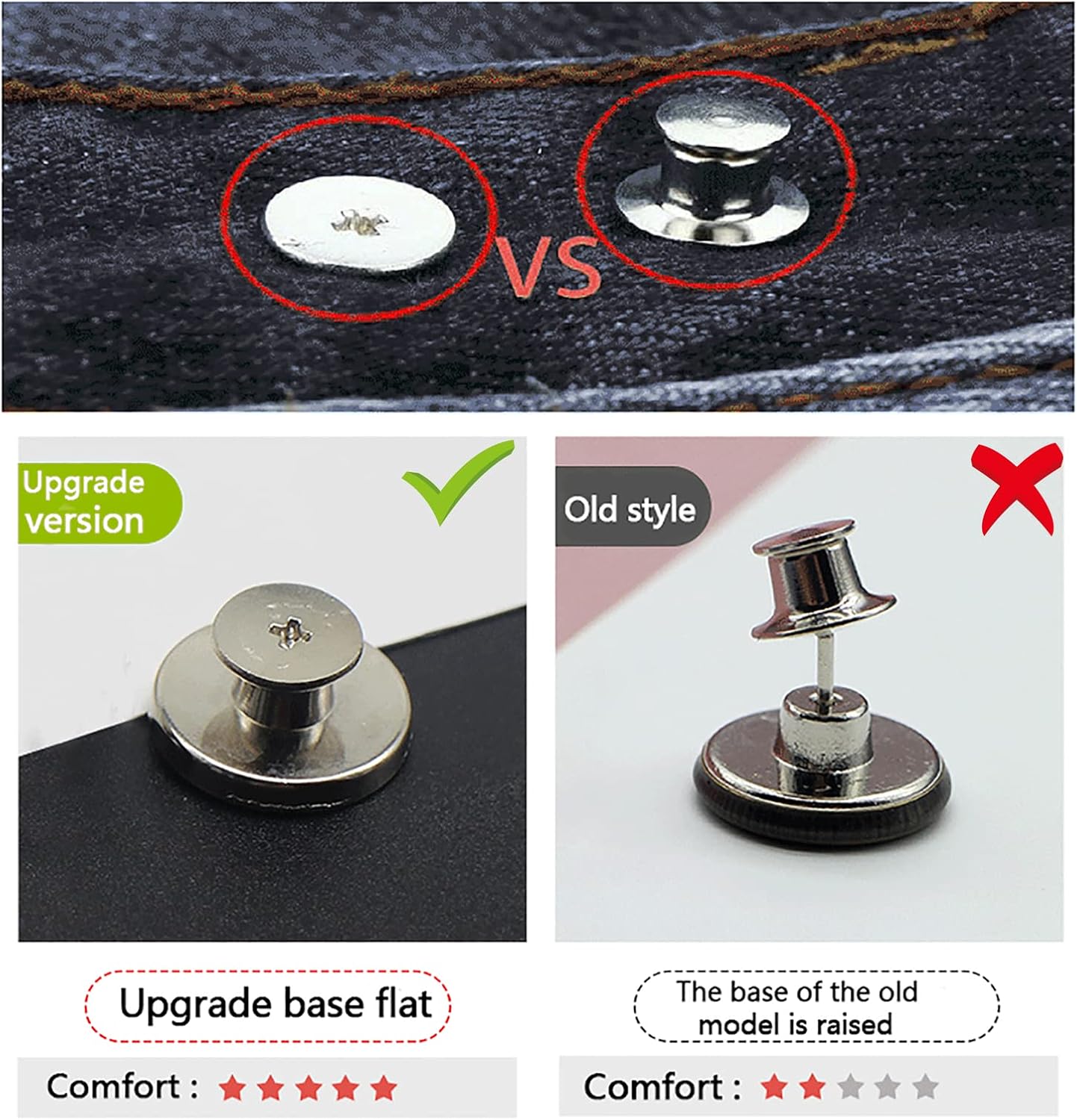 GIYOMI 20mm No Sewing Jeans Buttons Replacement Kit, 12 Sets, 0.79 inch | Metal Base, Nailess Removable, Includes Rivets & Screwdrivers