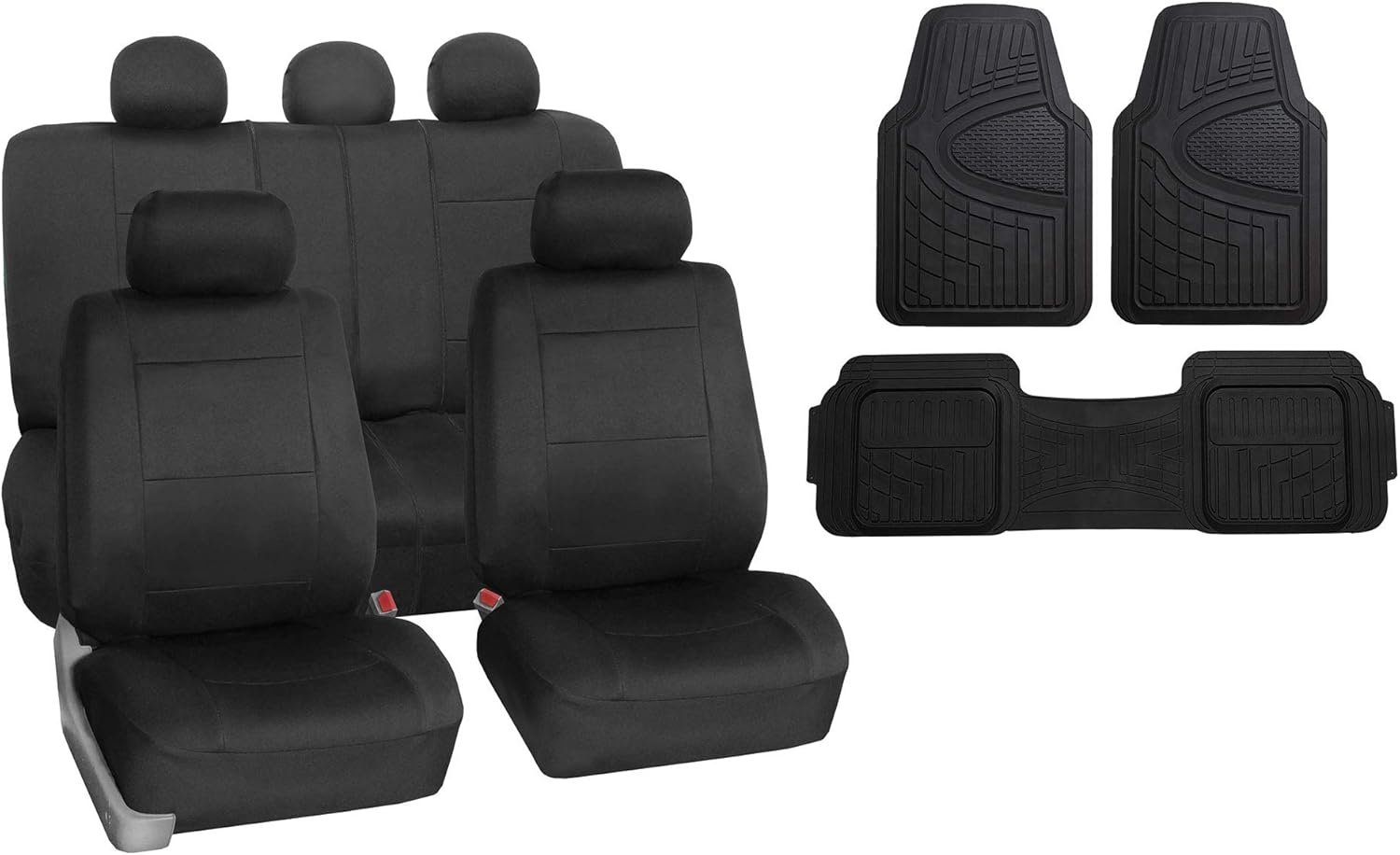 TLH Neoprene Black Seat Covers Full Set, Airbag Compatible