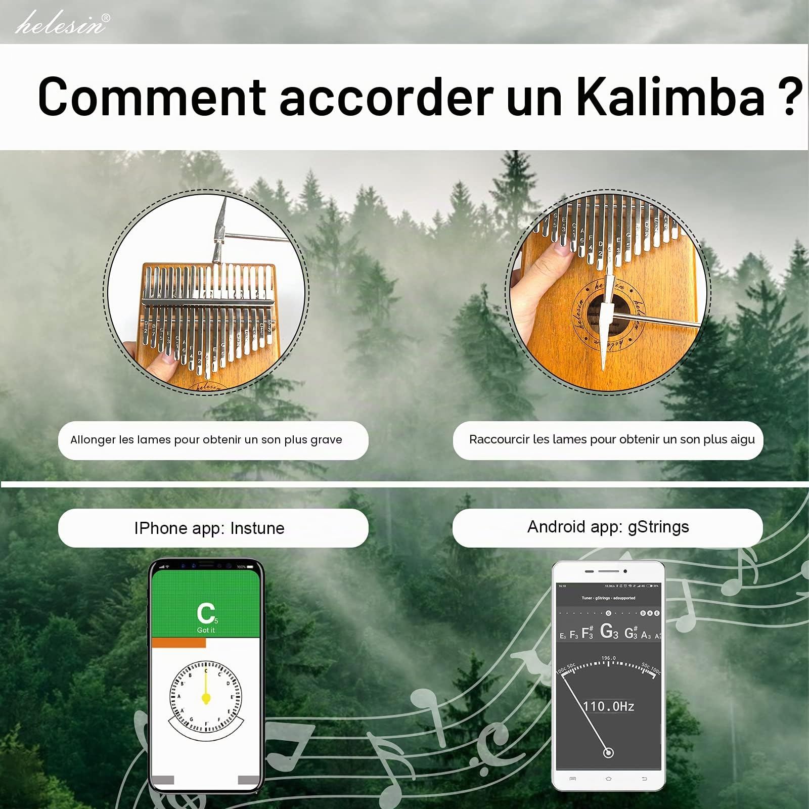 Kalimba 17 Clés, Piano à Pouce Kalimba Thumb Piano Finger Solide Instrument de Kalimb avec outils D'apprentissage, Kalimb Professionnel pour Enfants, Adultes et Amateurs de Musique