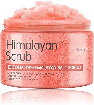 Himalayan Salt Body Scrub, Exfoliating Salt Scrub 200g – Natural Body Scrub & Dead Skin Remover, Gentle Spa Scrubs for Soft Glowing Skin, Body Exfoliator Scrub for Elbows, Knees & Feet