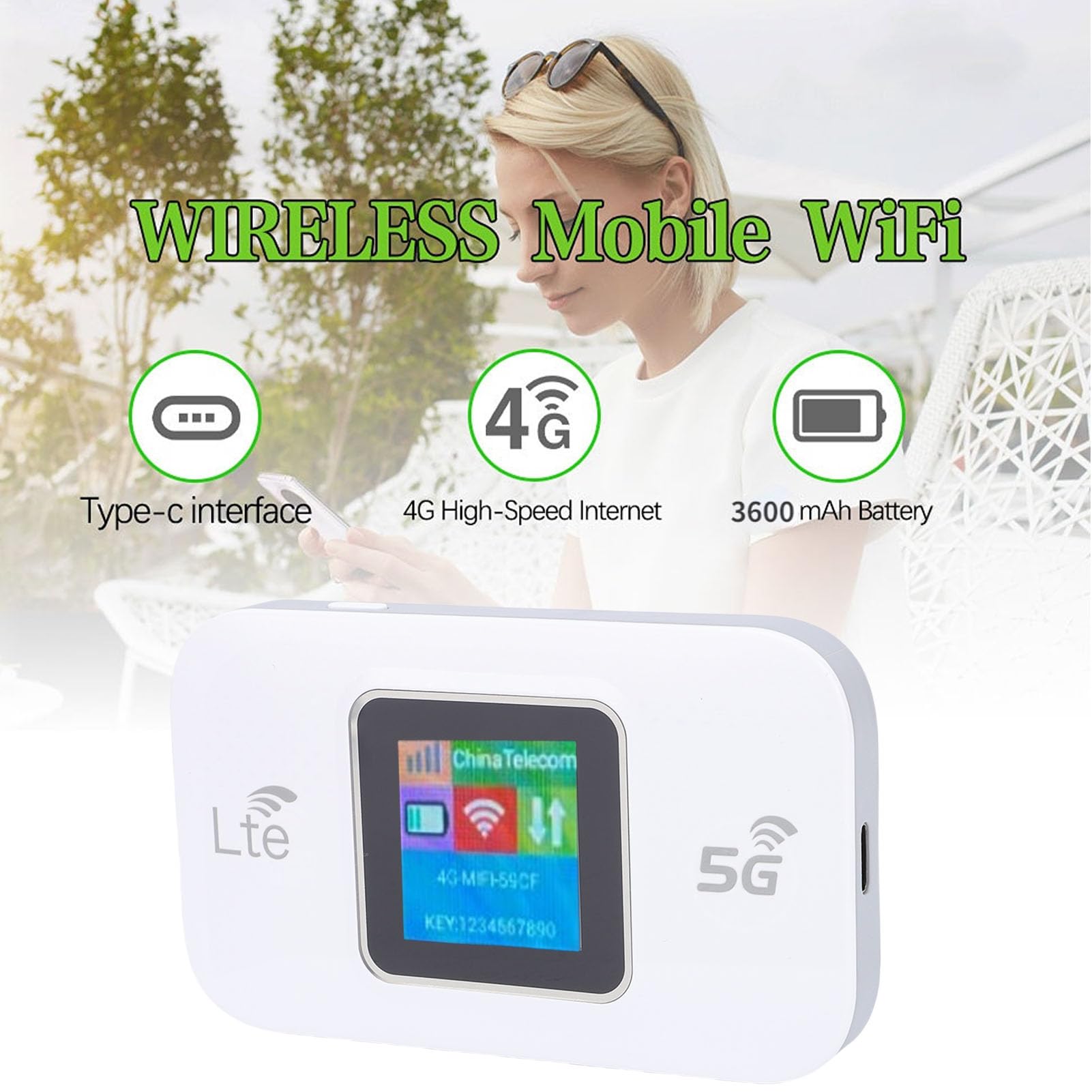 Elprico Hotspot Mobile LTE 5G, Hotspot WiFi Portatile per Viaggi, 10 Dispositivi Collegati, Supporta Schede Micro SIM, Dispositivo Hotspot Ad Alta velocità da 300 Mbps, Hotspot Mobile