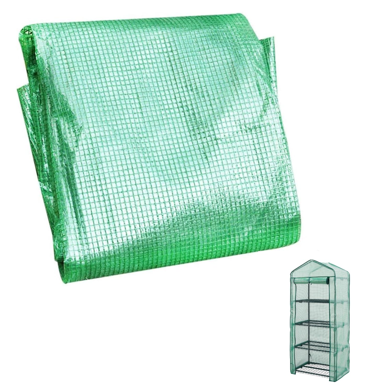 Deejaah® Mini Greenhouse COVER ONLY - 4 Tier Green PE Cover for Portable Greenhouse, Roll-Up Zipped Door – Grow house Cover For Plants And Seedlings - Perfect for Outdoor Garden and Home