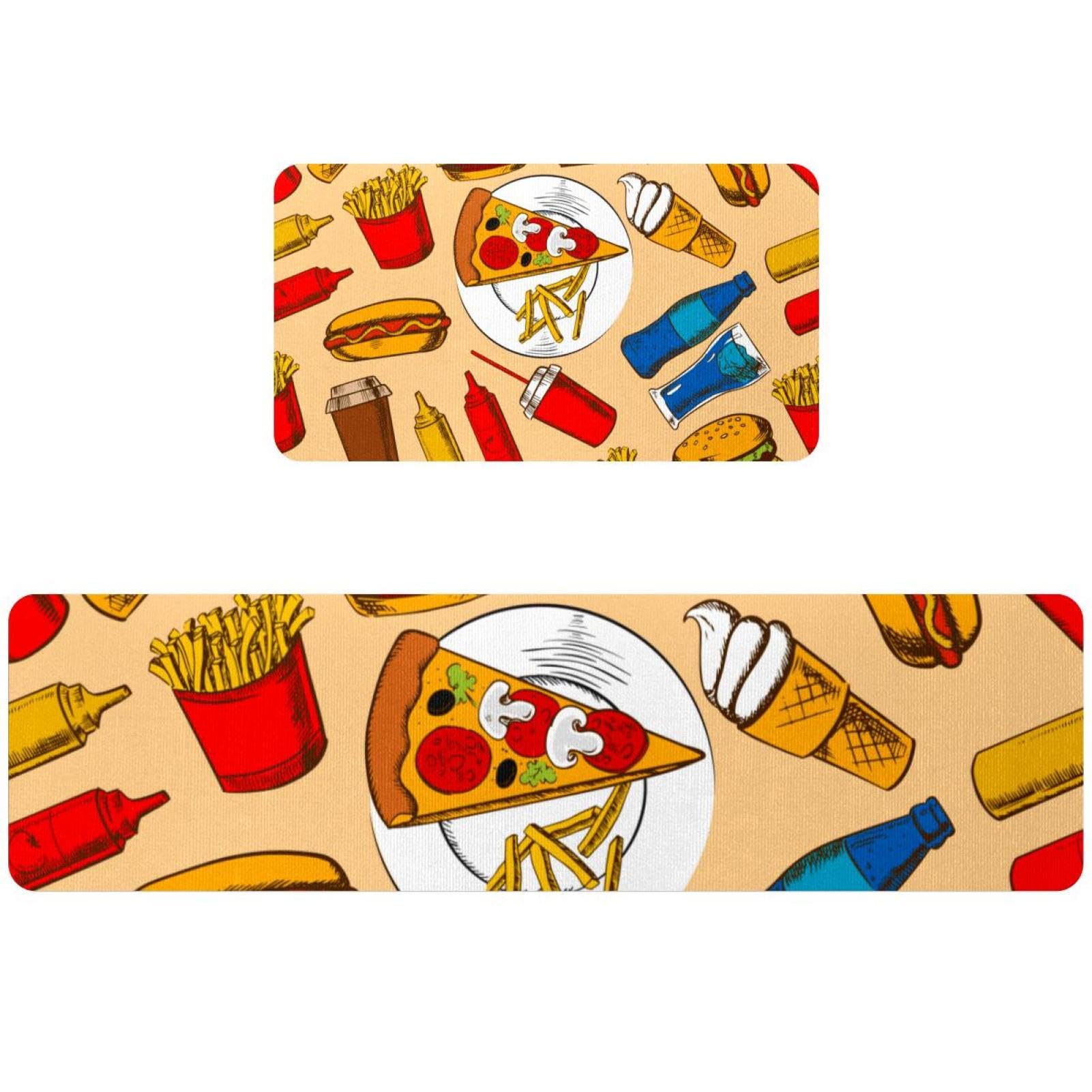 Alfombrillas de cocina absorbentes para pasillo y lavado con estampado original de comida