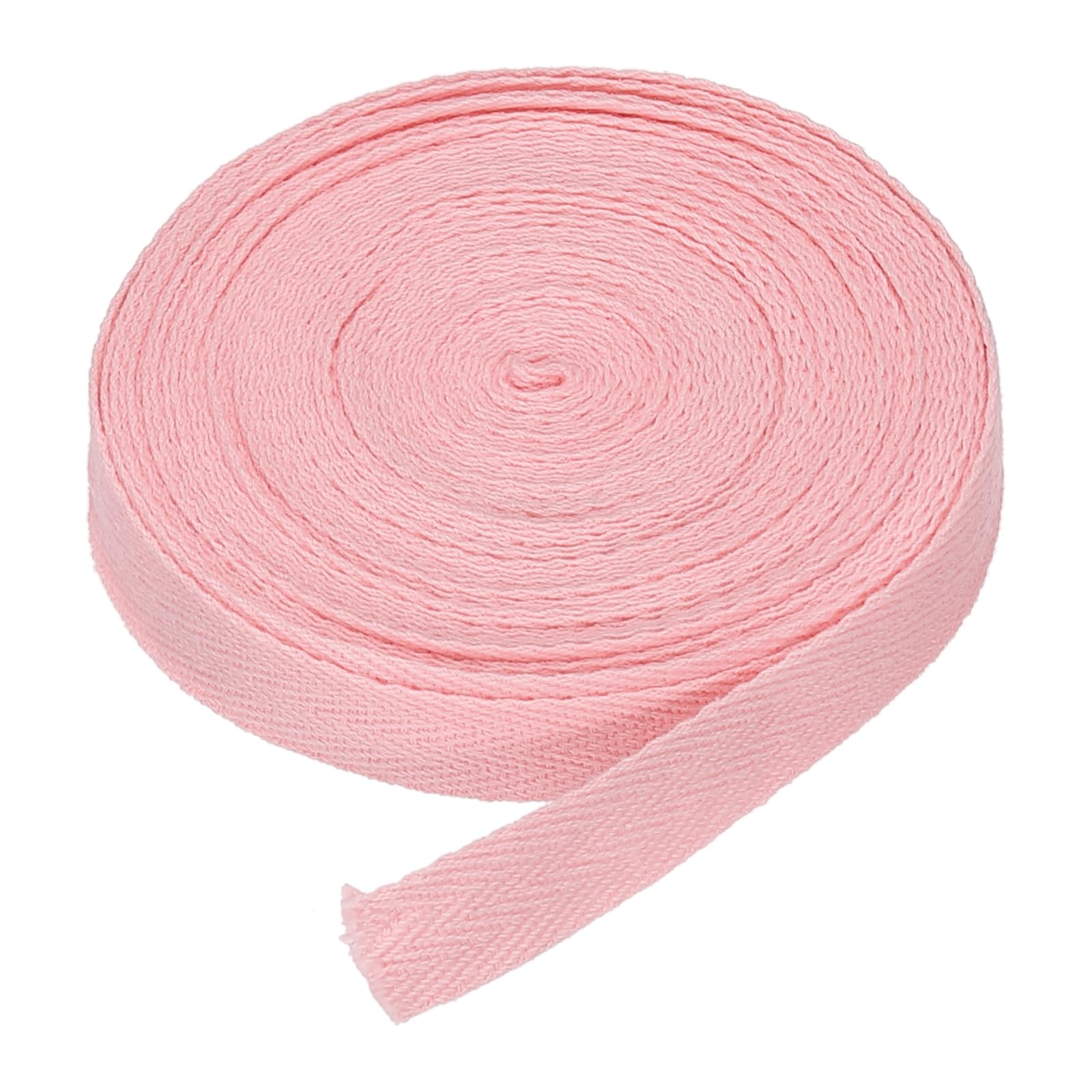 DMiotech 5/8"(1.5cm) 10 Yards Cotton Twill Tape Cotton Ribbons Bias Binding Tape Herringbone Tape Ribbons Light Pink for DIY Crafts Clothes