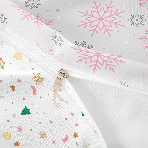 Vista 217 de Juego de funda de edredón rosa de Navidad para niñas, tamaño matrimonial, lindo juego de ropa de cama de dibujos animados de pingüino de Papá Noel