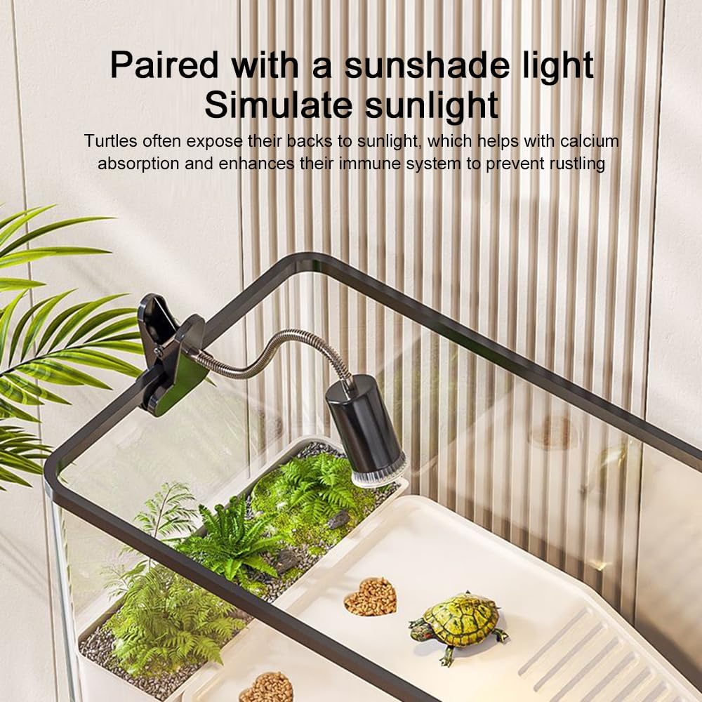 Turtle Tank, Turtle Aquarium with Basking Platform and Bottom Drainage, for Turtles, Crayfish, Crabs, Amphibians, Reptiles