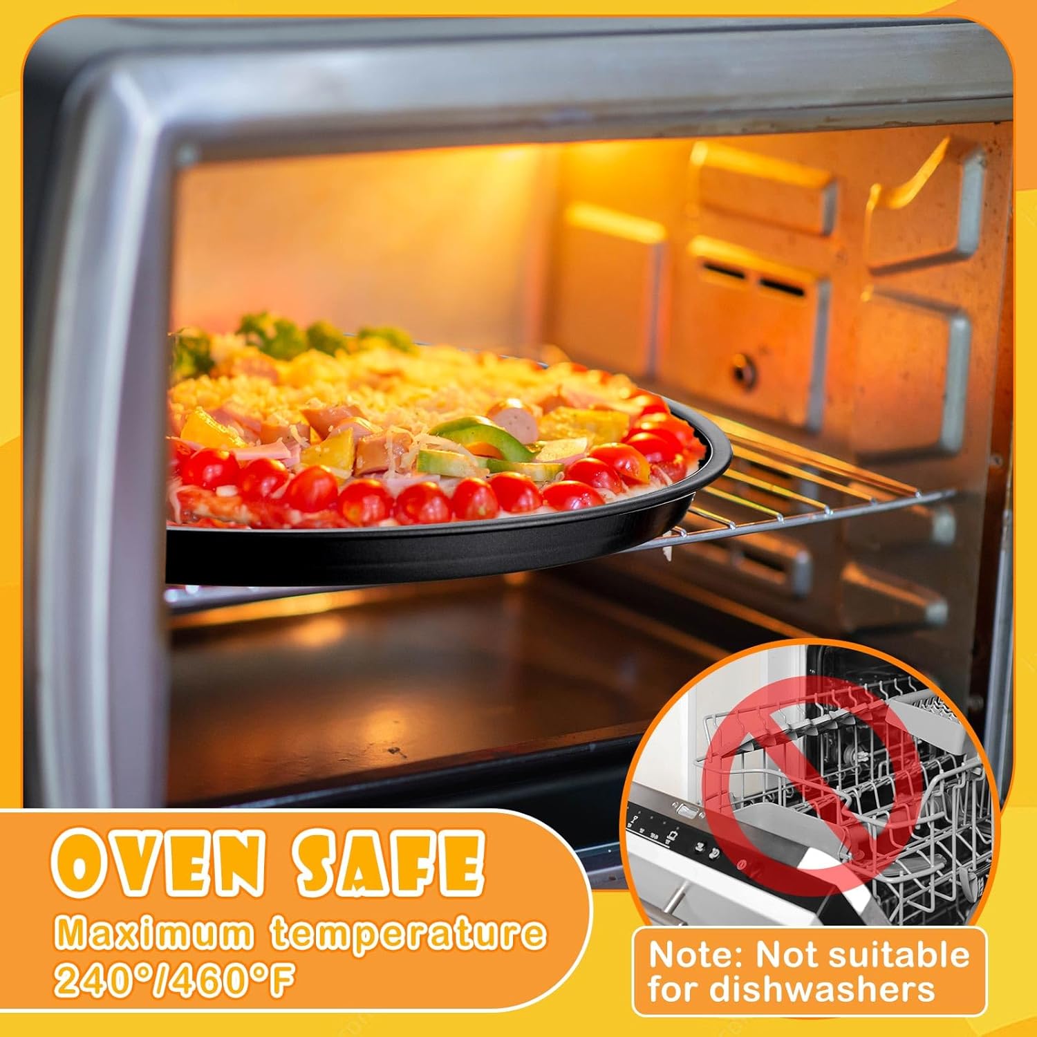 Pizza Pans 10.23/11.4/12.1 Inches Set of 3 Black Stainless Steel Non Stick Pizza Baking Pans Tray Round Serving Plate for Pie Cookie Cake Baking Grilling - Image 3