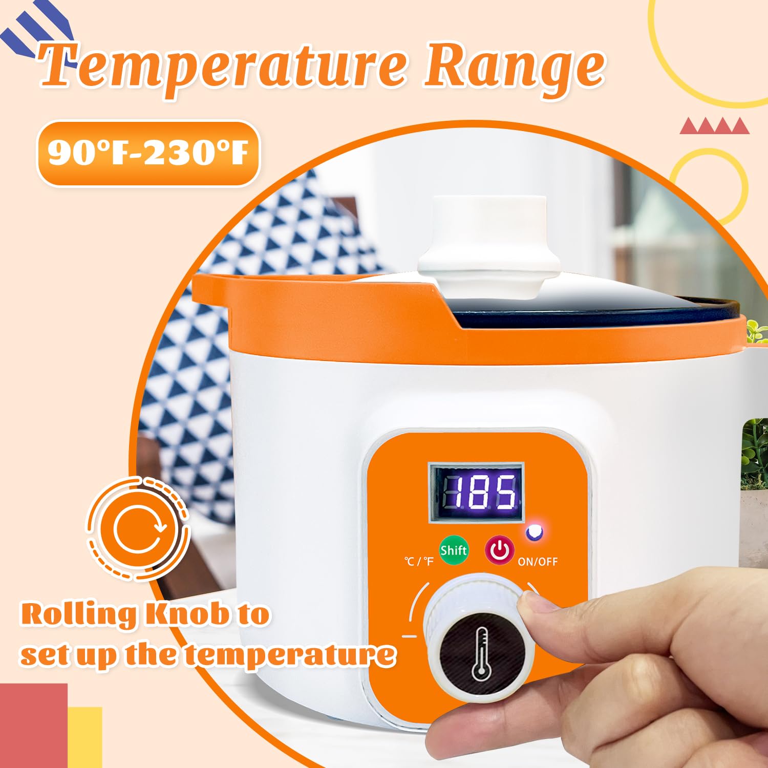 Ksedcon Olla de cera eléctrica con indicador LED y derretidor digital de cera para adultos, control de temperatura constante, vela para olla de riego