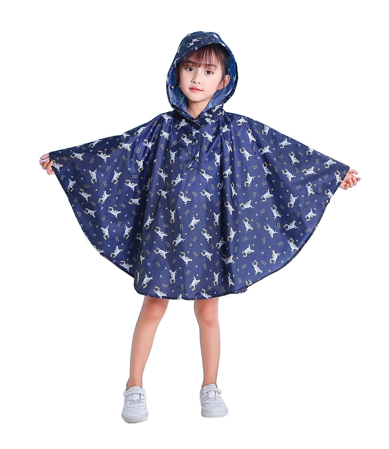 Freesmily Kids Cute Raincoat Waterproof Rain Poncho Jacket Coat for Girls Boys
