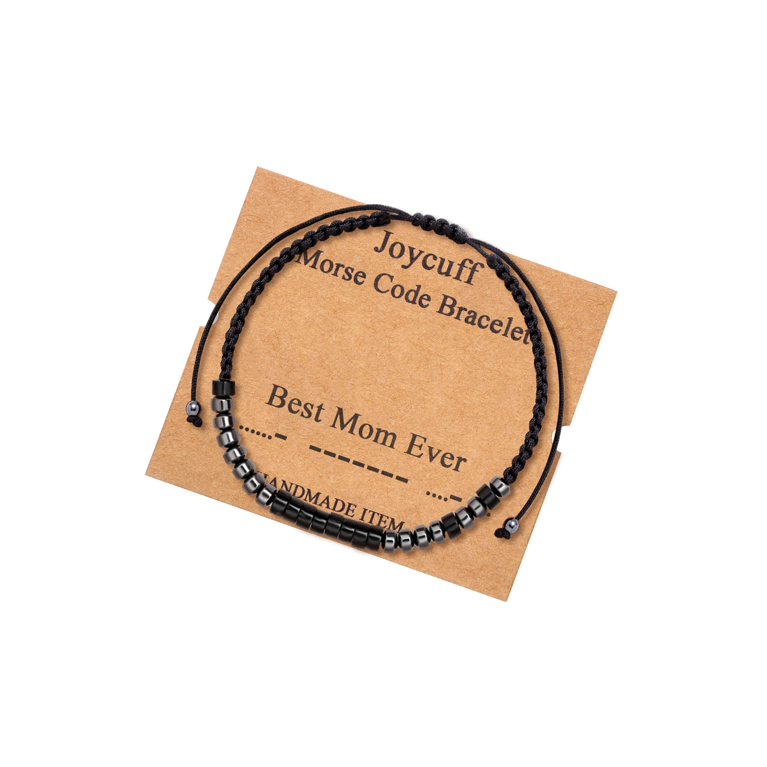 JoycuFF Best Mom Ever Morse Code Bracelets for Women Motivational Birthday Mother's Gifts for Mom Mama Mother Encouragement Jewelry