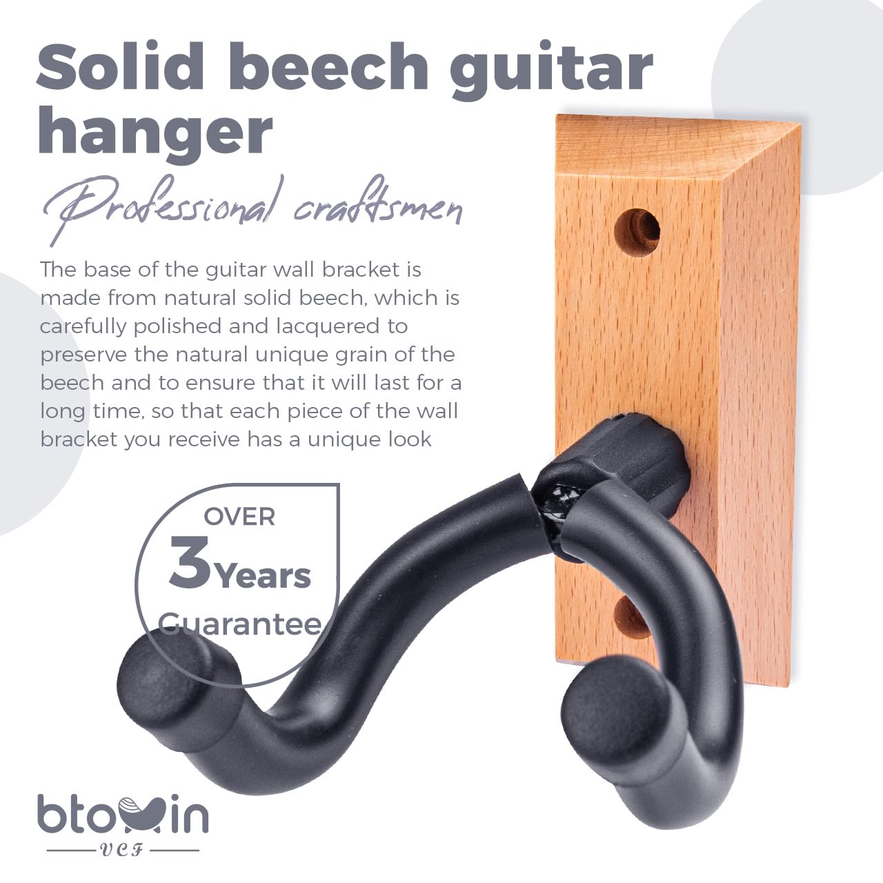 Btowin VCF Guitar Wall Mount, 2 Pcs Guitar Hangers Guitar Hanger Wall Mount - Image 2
