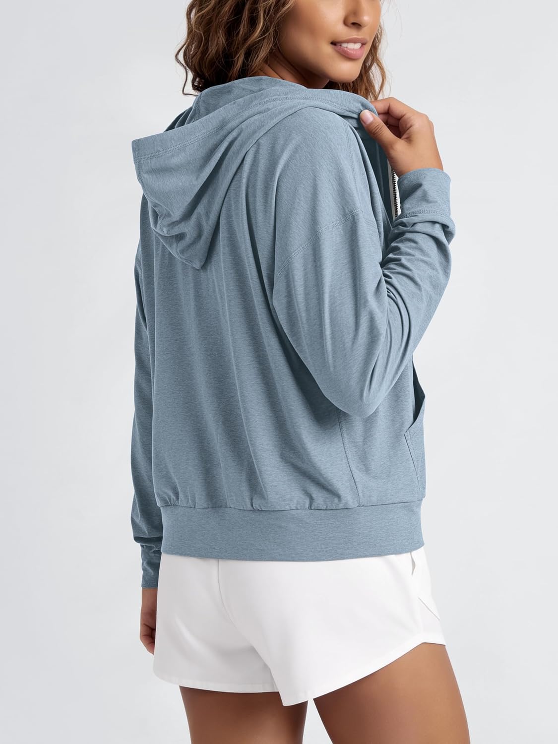 ODODOS Women's Full Zip Hoodie - Ultra Soft odSTRATUM Tech Performance Outfit UPF 50+ Relaxed Hooded Jacket with Pockets