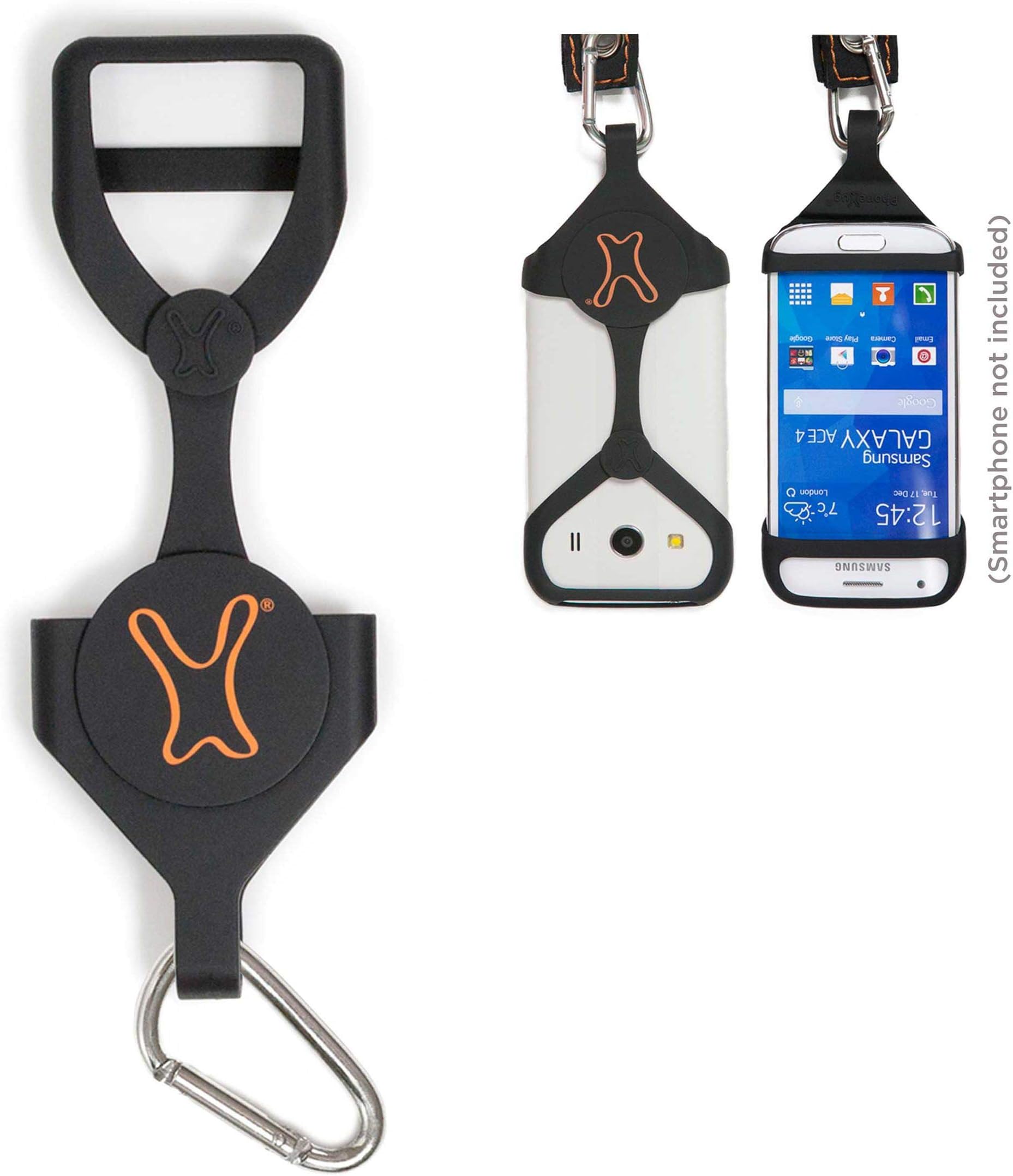 PhoneHug stretchable mobile phone holder and portable phone carry case, ideal for sport, walking and outdoor activity - One size fits most smartphones (Black)