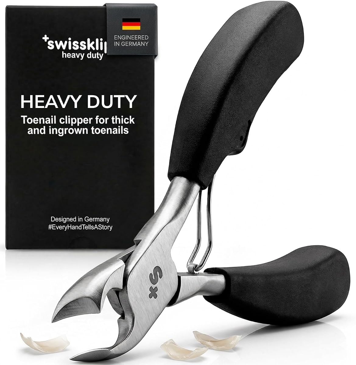 Swissker by Swissklip Heavy Duty Toenail Clippers for Seniors & Thick Nails | Wide Jaw Opening for Ingrown Toenails, Long Handle Toe Nail Trimmer for Seniors & Adults, Stainless Steel Fingernail Tool