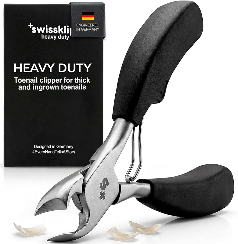 Swissker by Swissklip Heavy Duty Toenail Clippers for Seniors & Thick Nails | Wide Jaw Opening for Ingrown Toenails, Long Handle Toe Nail Trimmer for Seniors & Adults, Stainless Steel Fingernail Tool