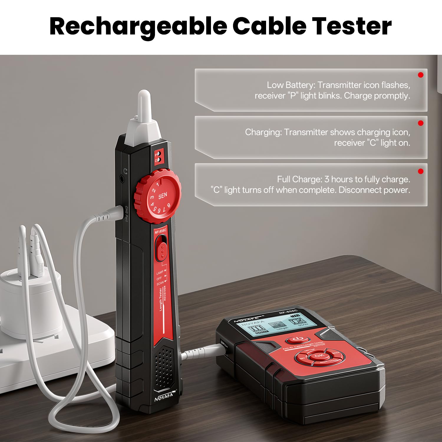 Comprobador de cable de red 858C
