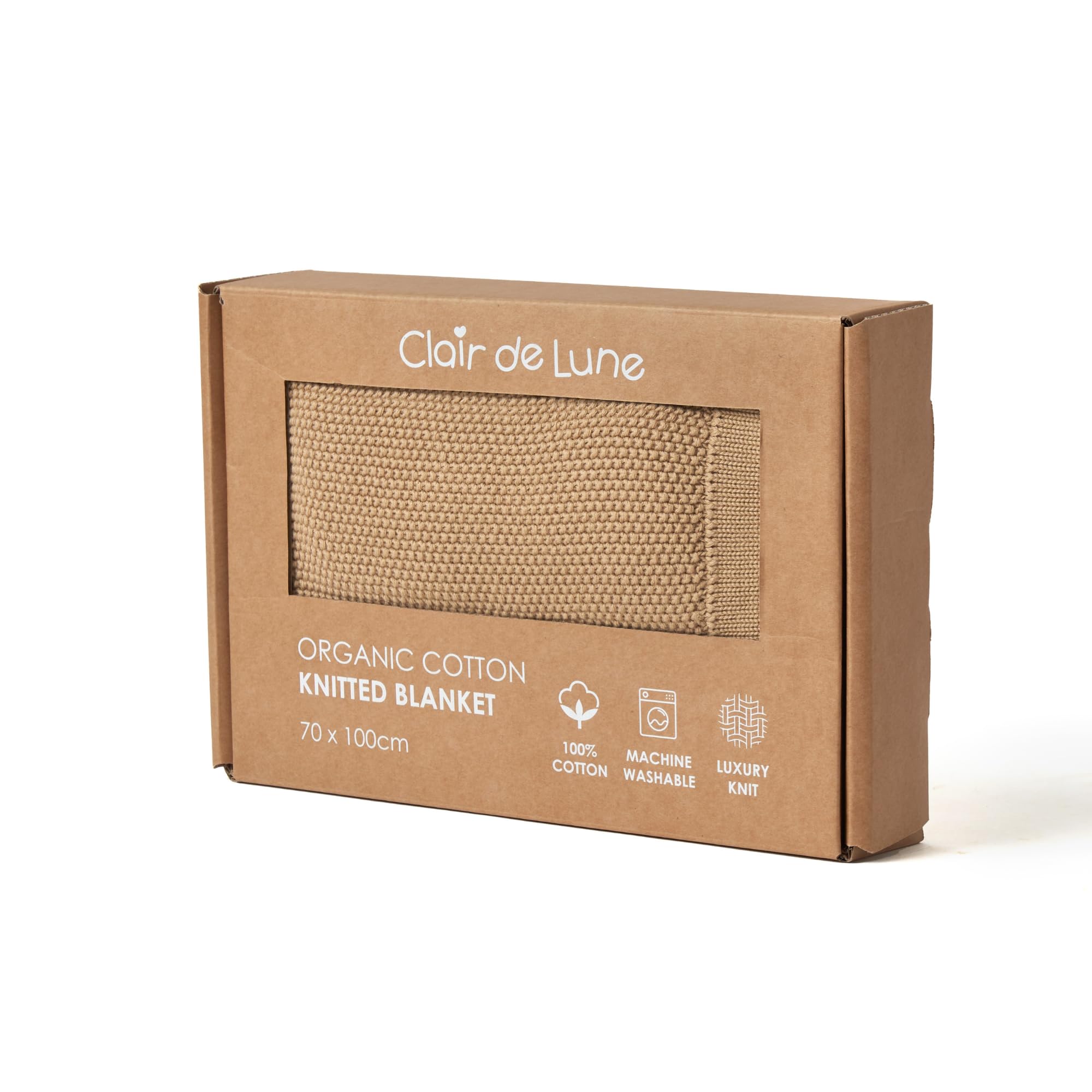 Clair De Lune Knitted Blanket - Biscuit