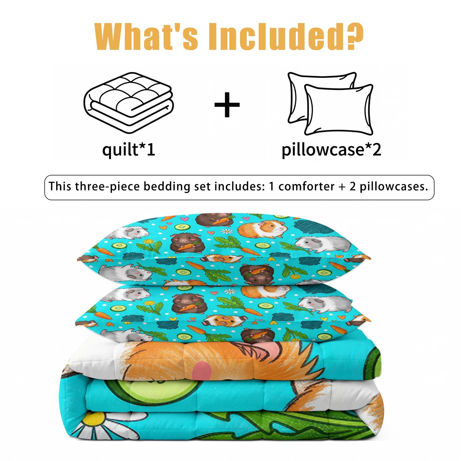 Edredón para mascotas 4 estaciones, color verde azulado, con cobaya, reversible, cálido, con 2 fundas de almohada, 155 x 220 cm, algodón lavable, suave, para todo el año, sin funda