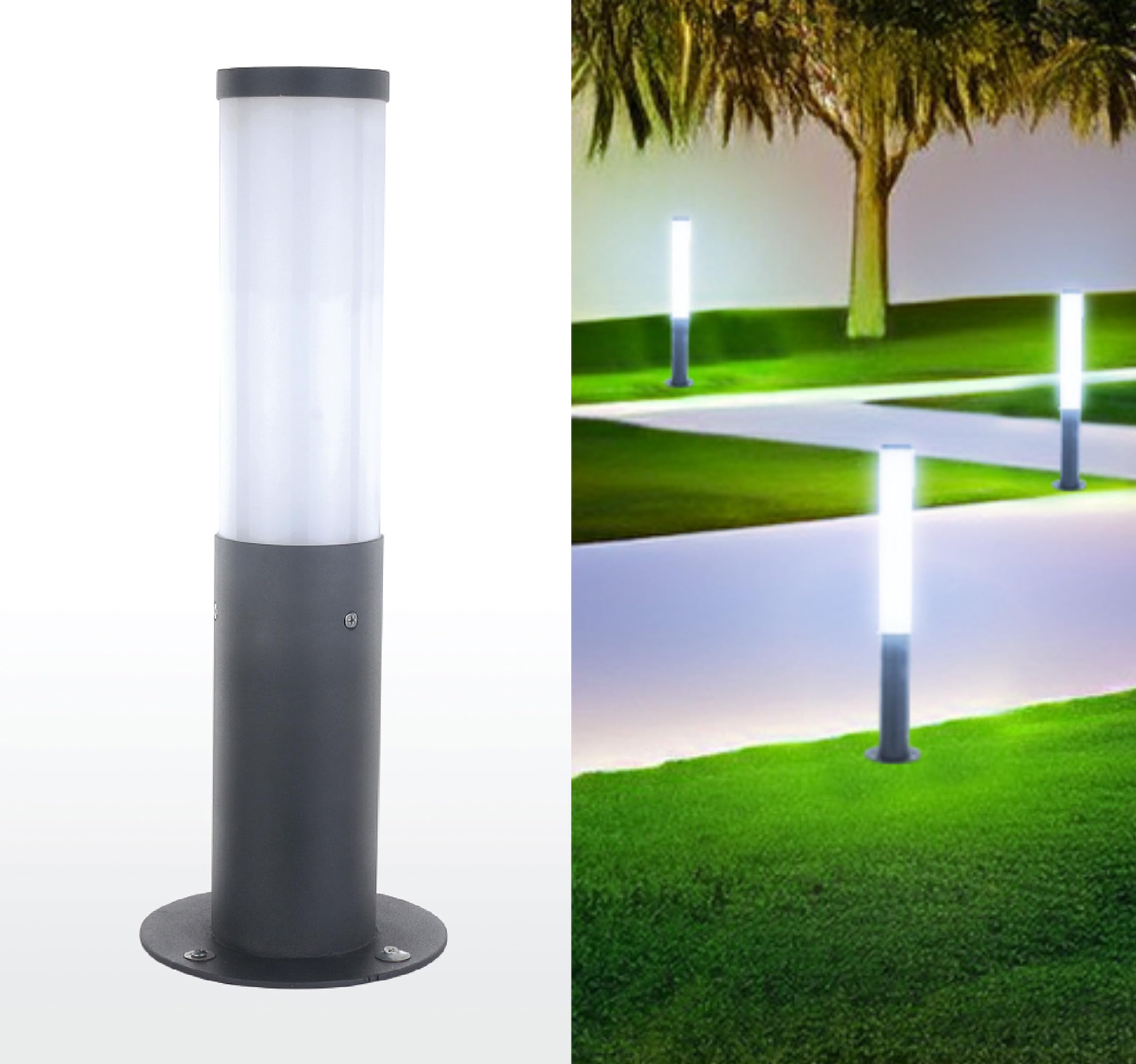 INVENTAA REVA 12W LED Garden Light for Outdoor & Home | Waterproof (Cool White) | IP65 Unbreakable Rustproof Bollard Lamp 1Ft
