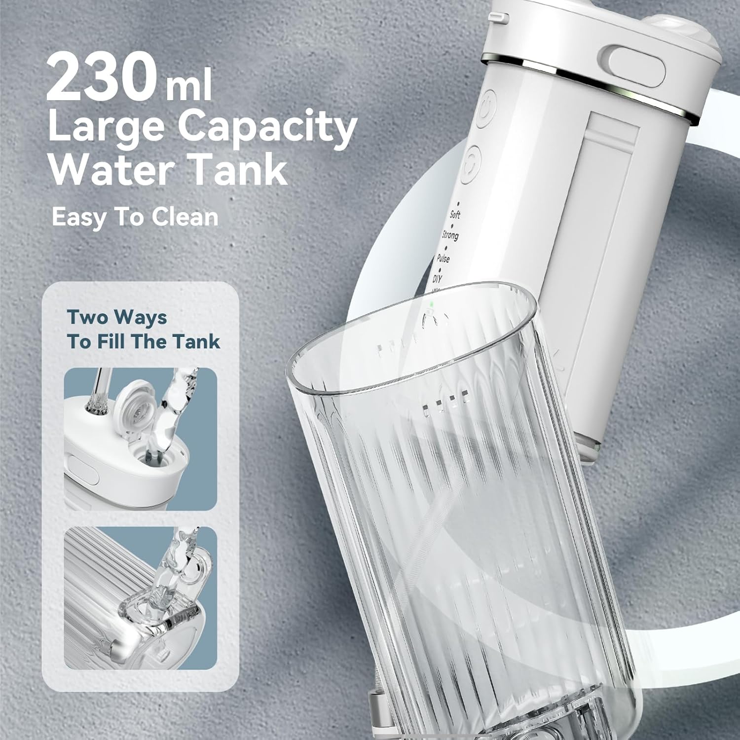 Filling the telescopic water tank of the JTF F200 water flosser