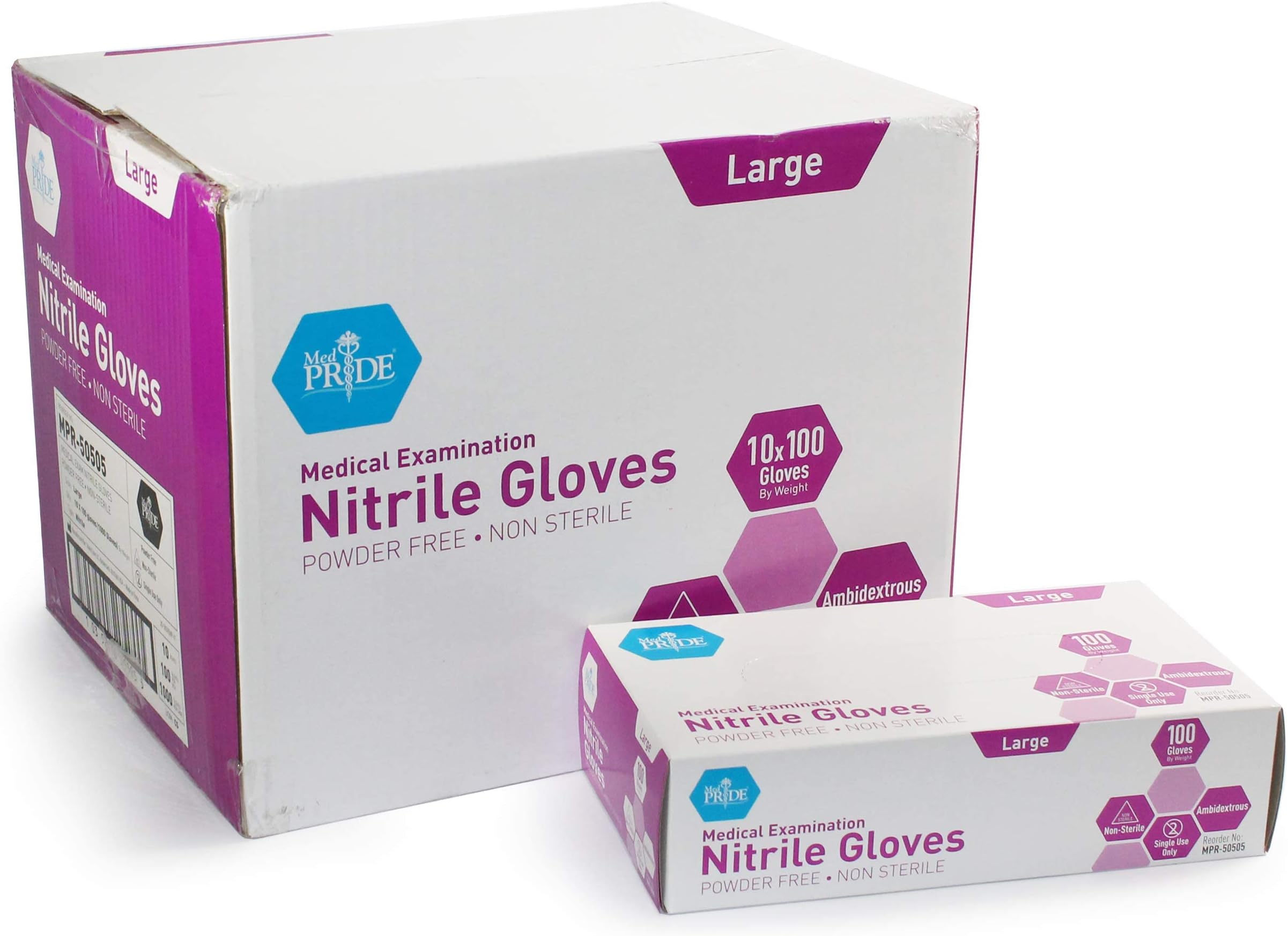 Amazon.com: MedPride Powder-Free Nitrile Exam Gloves, Large, Large