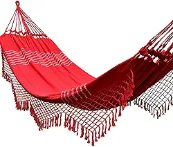 Rede Grande De Dormir Para Casal King Reforçada 4,70 Metros Cor:Vermelha