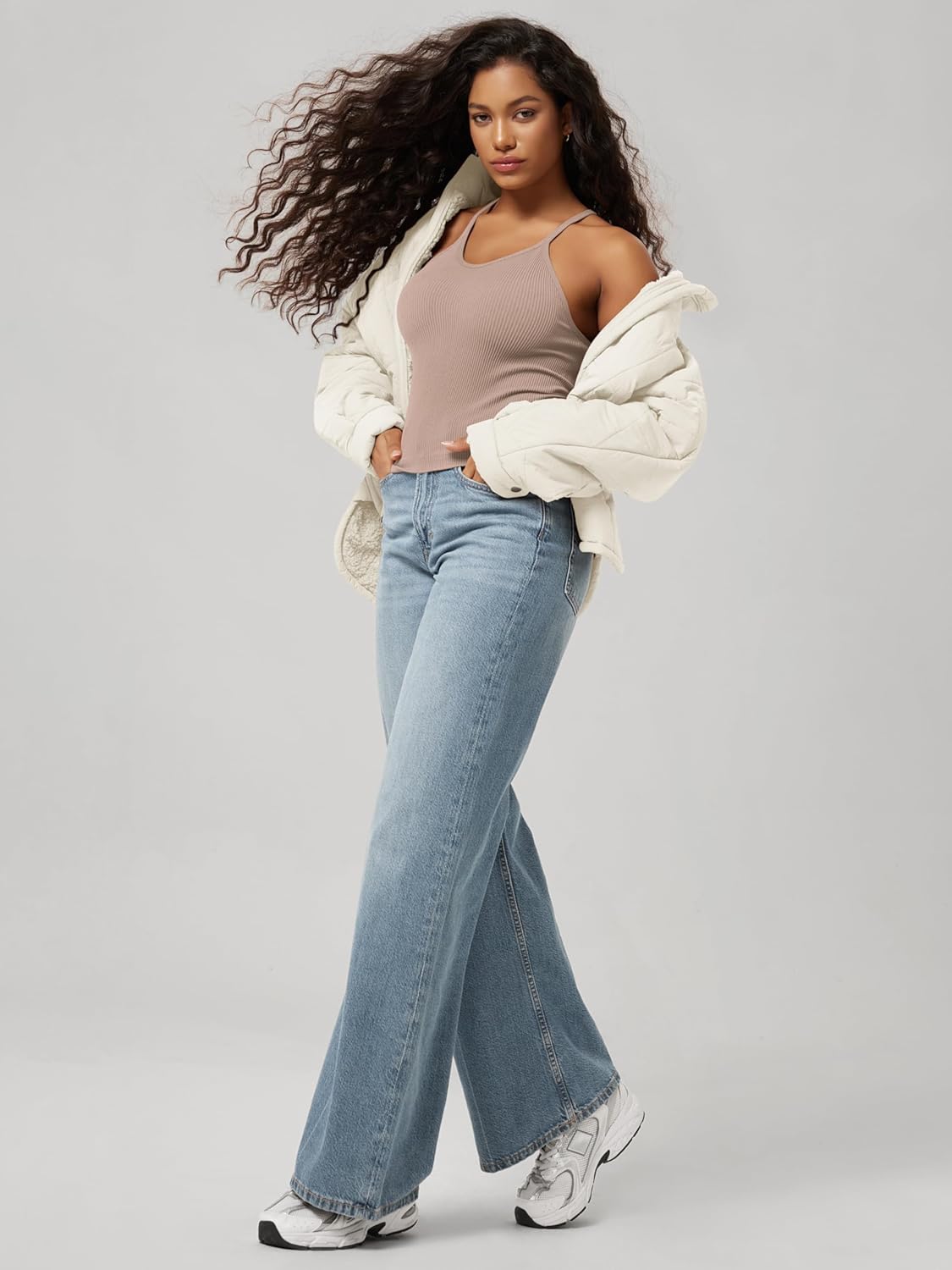 ODODOS Women's Crop Seamless Rib-Knit Camisole Strappy Racerback Cropped Tank Tops - Image 2