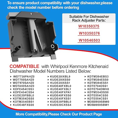 Miniatura 6 de Paquete de 12 piezas mejoradas para estante superior para lavavajillas W10350375 W10712395 y W10320664 W10320665 para ajustador de lavavajillas