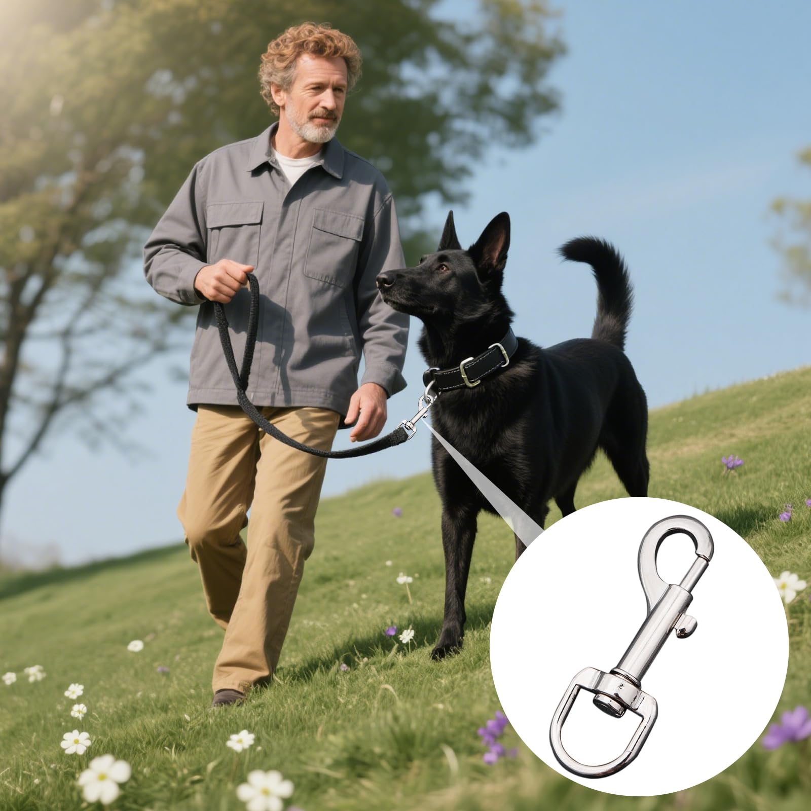 Swivel Snap Hooks, Heavy Duty Dog Lead Clip Clasp 360° Swivel Joints Trigger Clips - Image 4