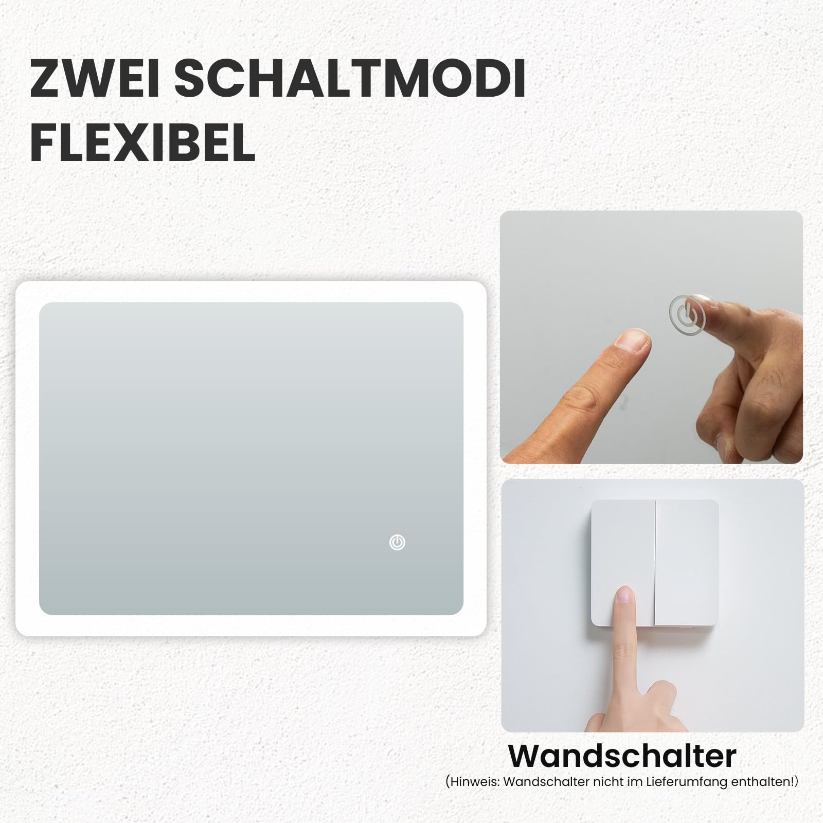 Youyijia LED Badspiegel mit Beleuchtung, 70 x 50 cm Wandspiegel Badezimmerspiegel Kaltweiß 6000K Energiesparend Lichtspiegel