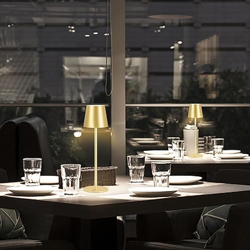 Miniatura 5 de Paquete de 2 lámparas de mesa inalámbricas, lámpara de escritorio LED recargable portátil de 5000 mAh, 3 modos de color, luz de mesa de atenuación