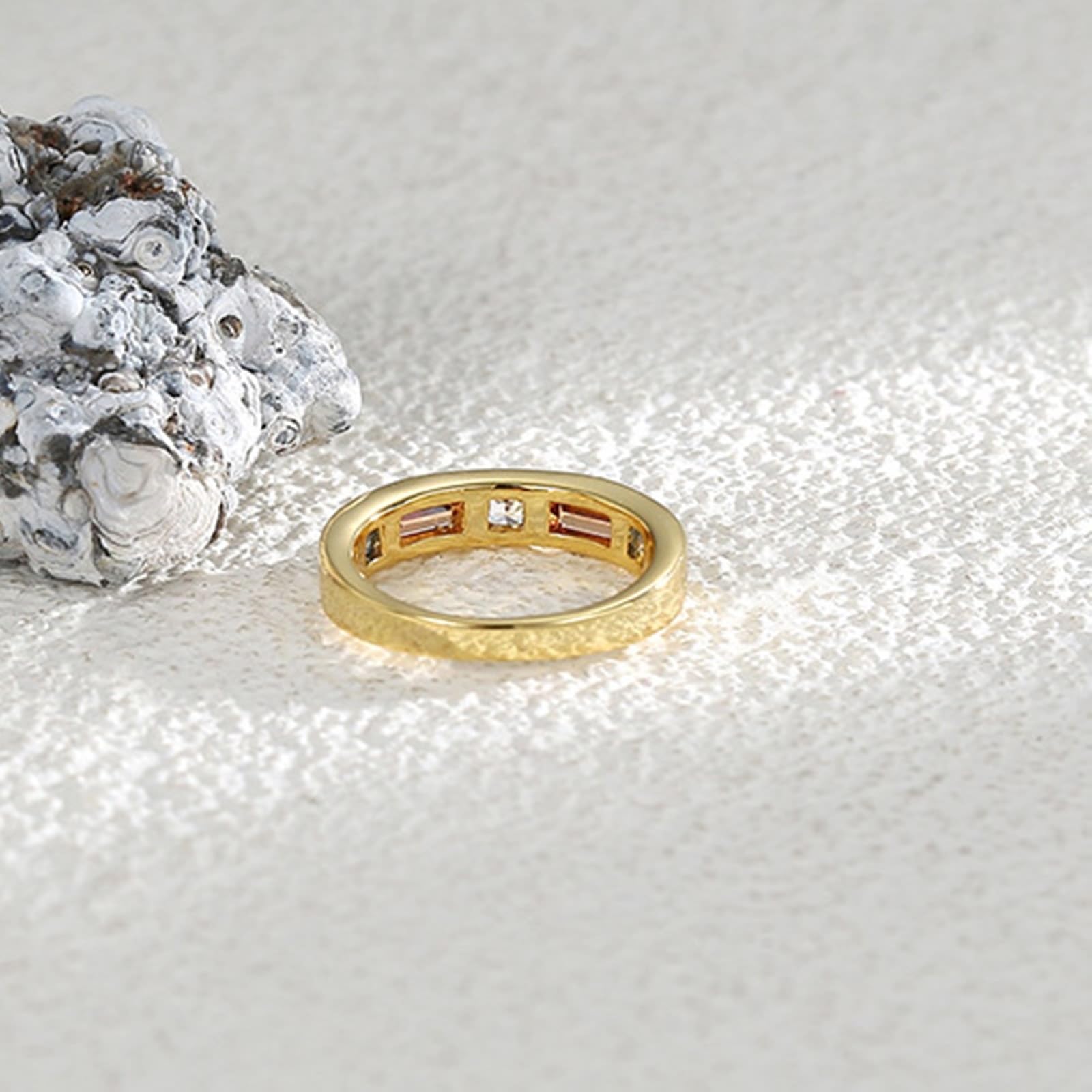 9 Karat/14 Karat/18 Karat Gelbgold Ring Labgeschaffener Saphir Orange, Rings Jahrgang