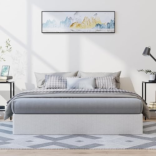 Miniatura 5 de Somier Queen de 9 pulgadas, solo somier de alto perfil tamaño Queen, base de colchón con marco de metal resistente, fácil montaje, sin ruido 22.86