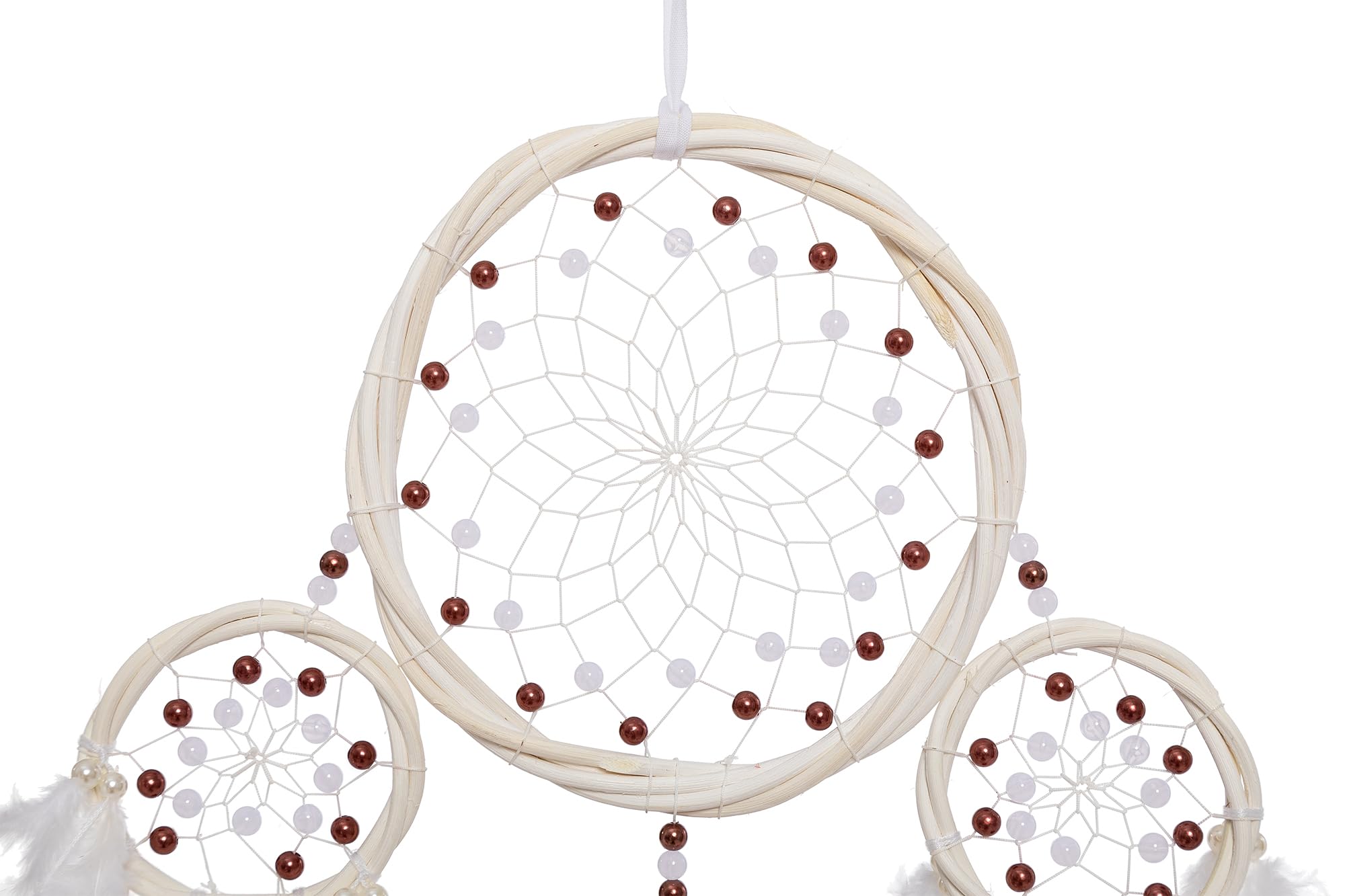 Großer Traumfänger, Rattan-Traumfänger, natürliche Feder-Traumfänger, ABS-Kristall-Perle, Traumfänger, handgefertigt, für hängende Ornamente, Dekoration, Schlafzimmer, Wohnzimmer, Weihnachtsdekoration