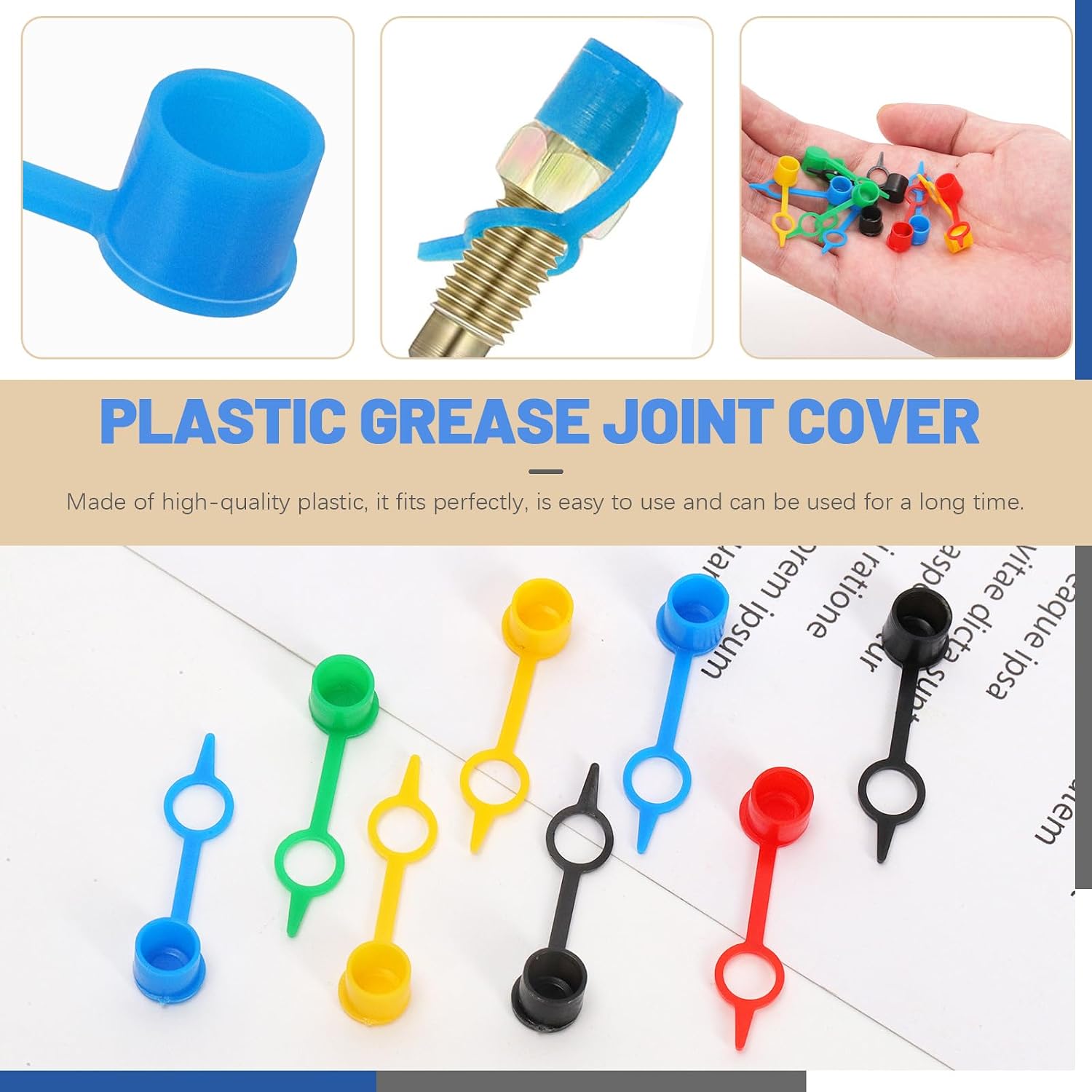 Glarks 250pcs 7 x 35mm Plastic Grease Zerk Fitting Caps Kit, 5 Colors Brake Bleeder Screw Caps with Retaining Rings, Grease Fitting Cap for Vehicles Machinery and Hydraulic Devices