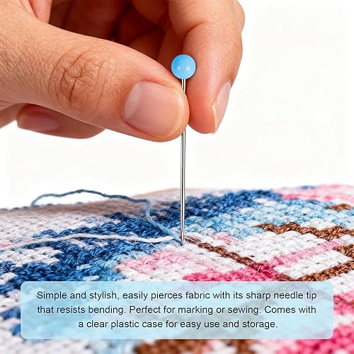 Miniatura 6 de 500 alfileres rectos, 1.75 pulgadas de largo con cabeza de bola de cristal, alfileres de costura de acero inoxidable para tela, costura,