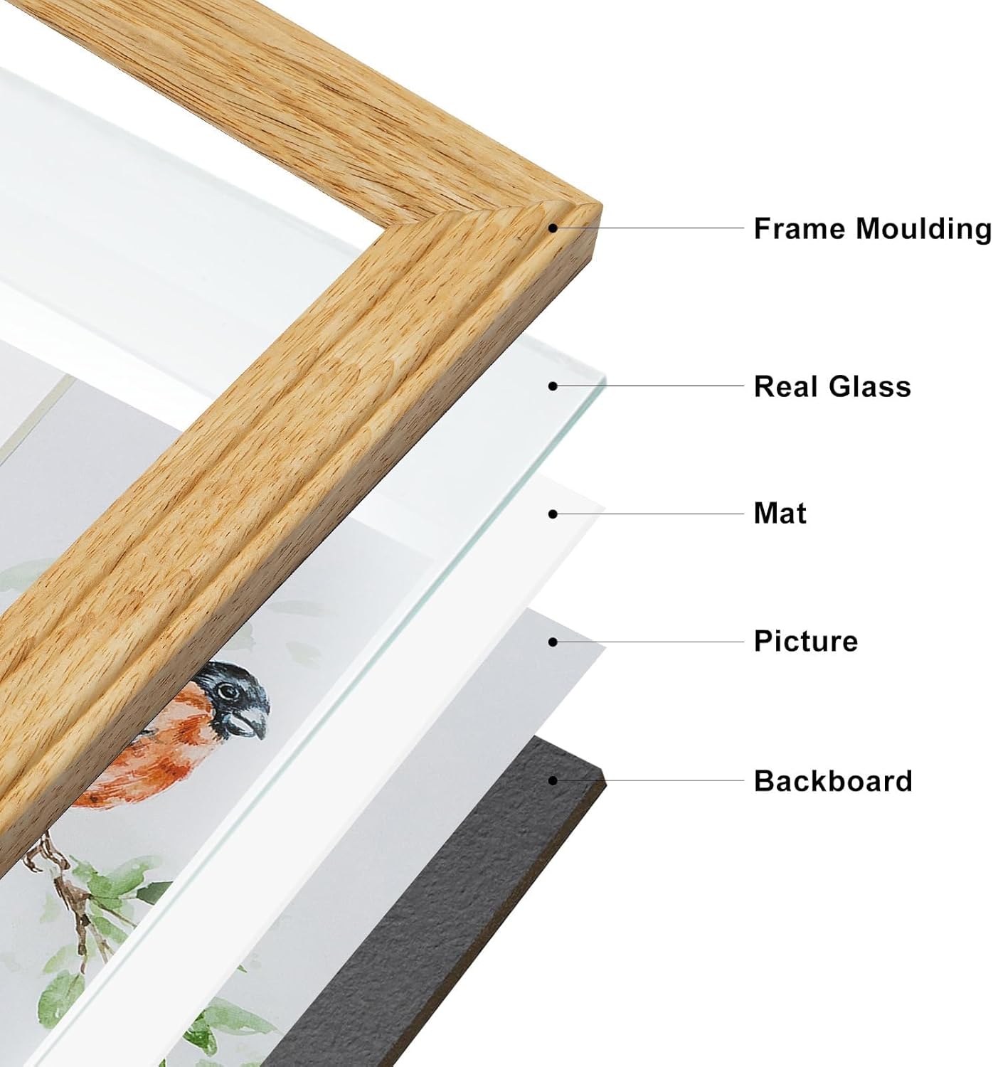 5x7 Picture Frame Photo Frame, Made of Solid Pine Wood with Real Glass, Display Pictures 4x6 with Mat or 5x7 without Mat, Vertical and Horizontal Formats for Wall Hanging or Tabletop, Natural - Image 7