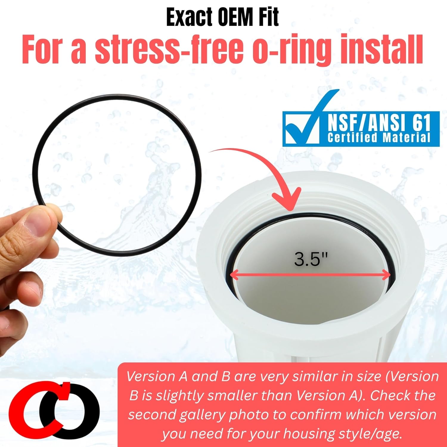 Captain O-Ring – Replacement 3.5” O-Rings for APEC Essence, Ultimate Reverse Osmosis RO Water Filter Housings (4 Pack) (Version A (O-Ring-Set))