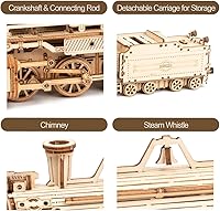 Vista 3 de ROKR Rompecabezas de madera 3D para adultos - Kits de modelo de tren mecánico - Rompecabezas para ejercitar el cerebro - Kits de construcción