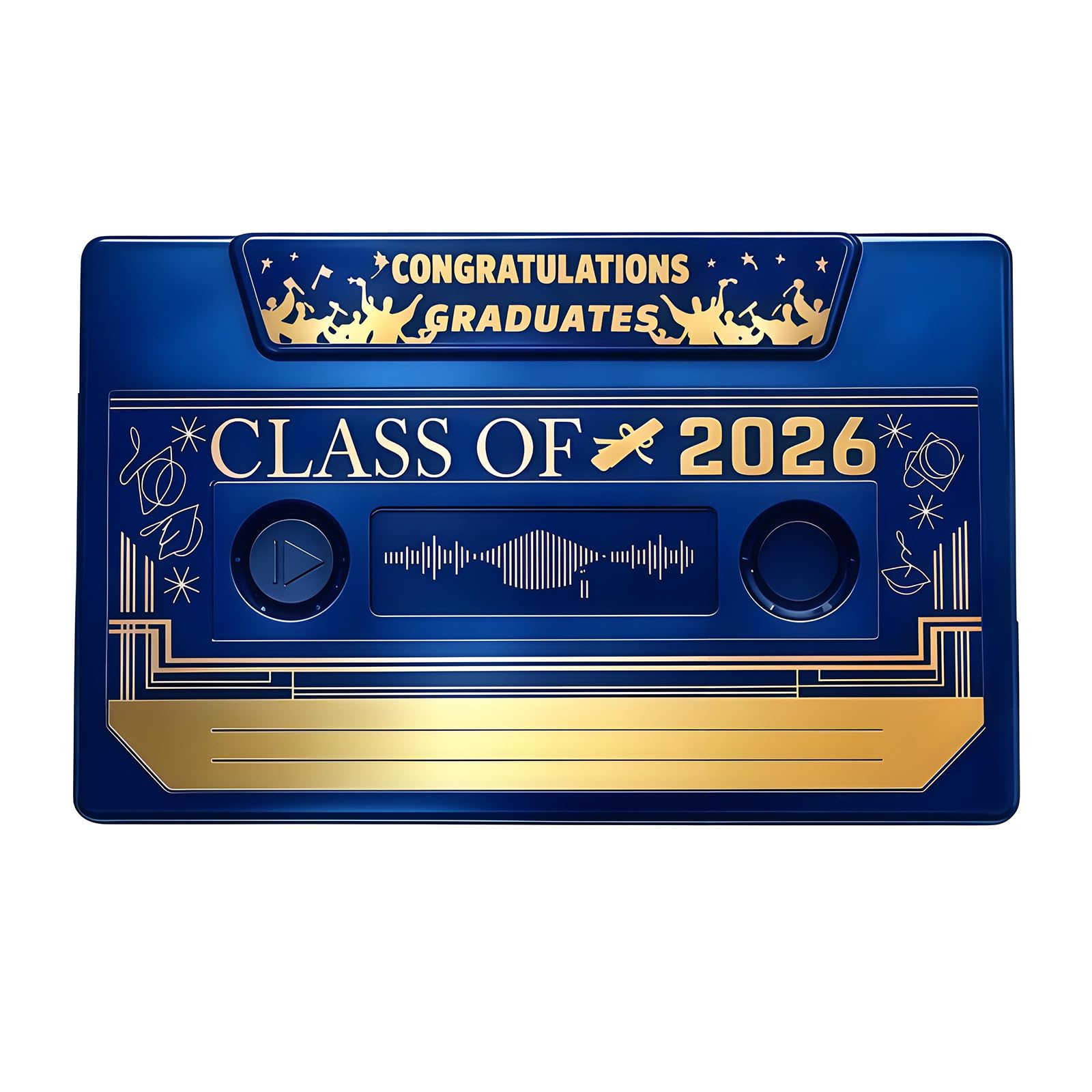 Kalttoy Retro Tape Themed Graduation Card with Sound Messages for Class of 2026 Graduate Seniors Commencement Gift Graduation Voice Card