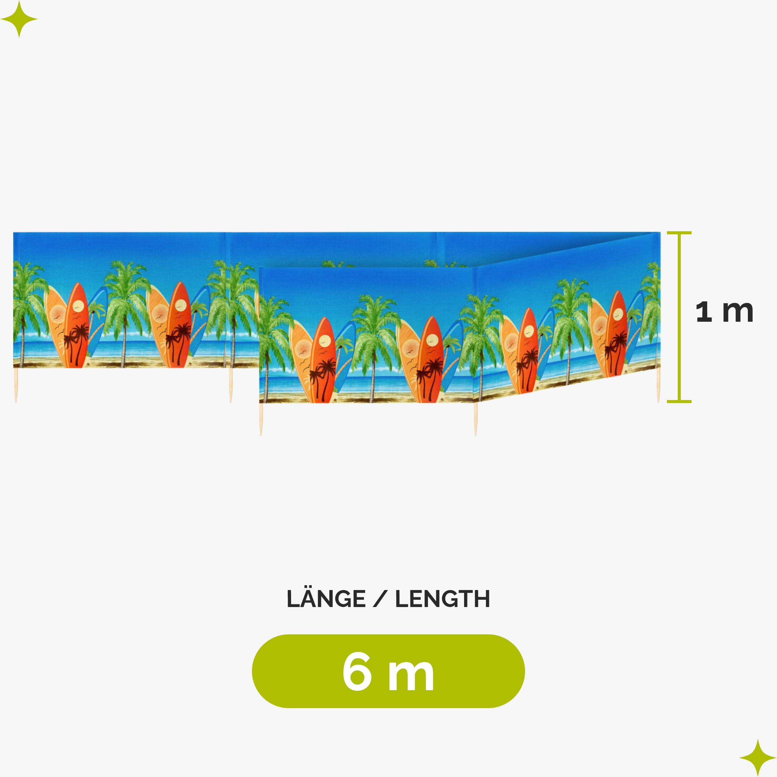 Garronda Strand Windschutz Sichtschutz 6m lang Plus Gummihammer