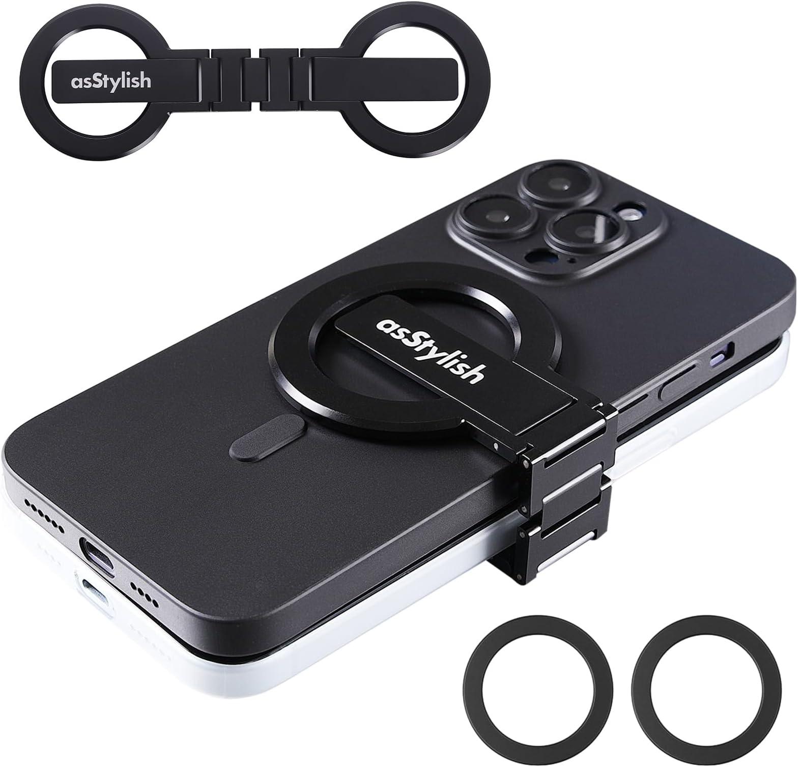 Twins Carry: Magnetic Dual-Phone Holder for iPhone & Android | Lightweight Solution for Professionals, Travelers & Gamers | Manage 2 Mobile Phones for Work, Personal Use (Black, General)