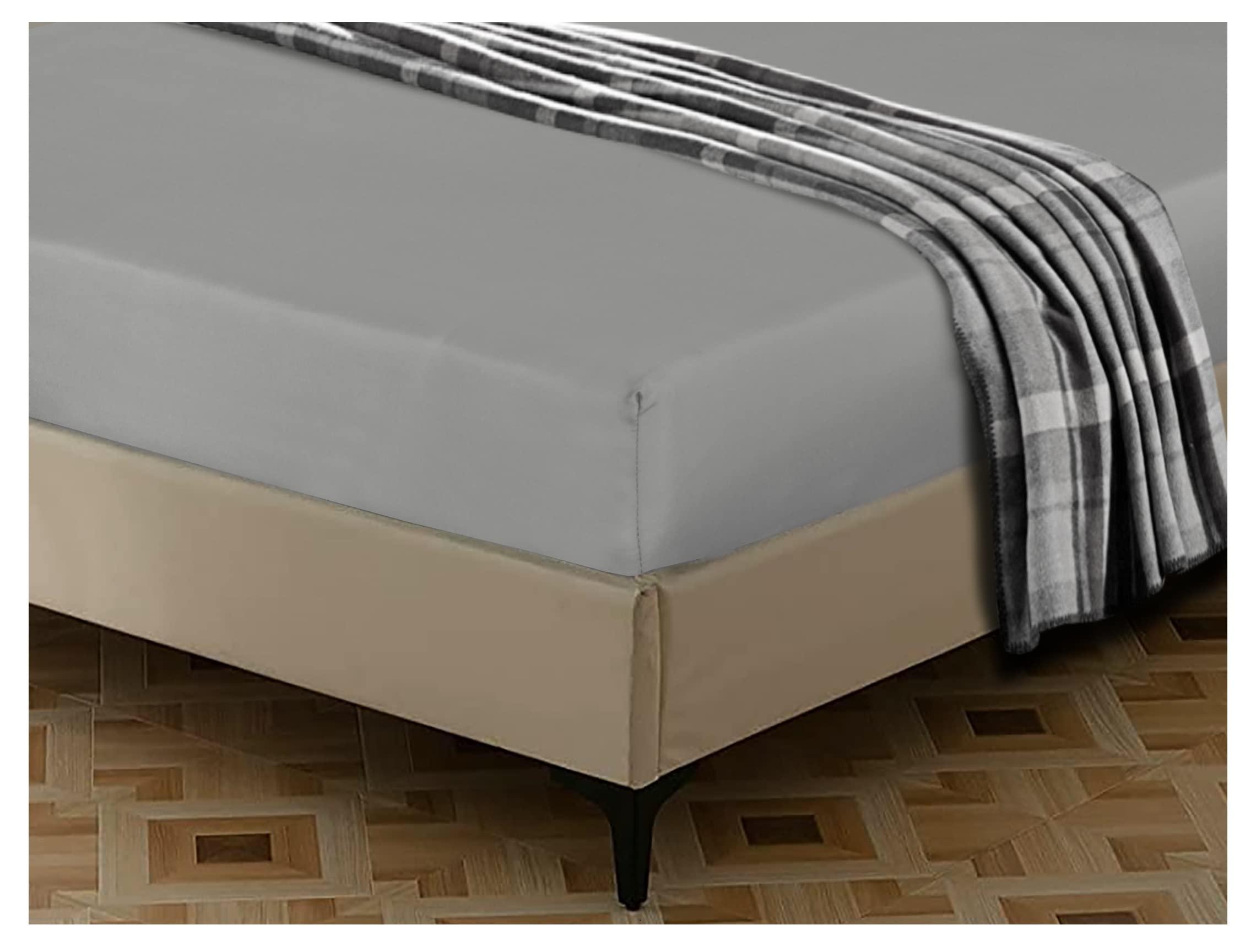 Light Grey Fitted Sheet Super King Size, 25cm Deep Pocket, Easy Care, Brushed Microfiber Bed Sheets - Image 2