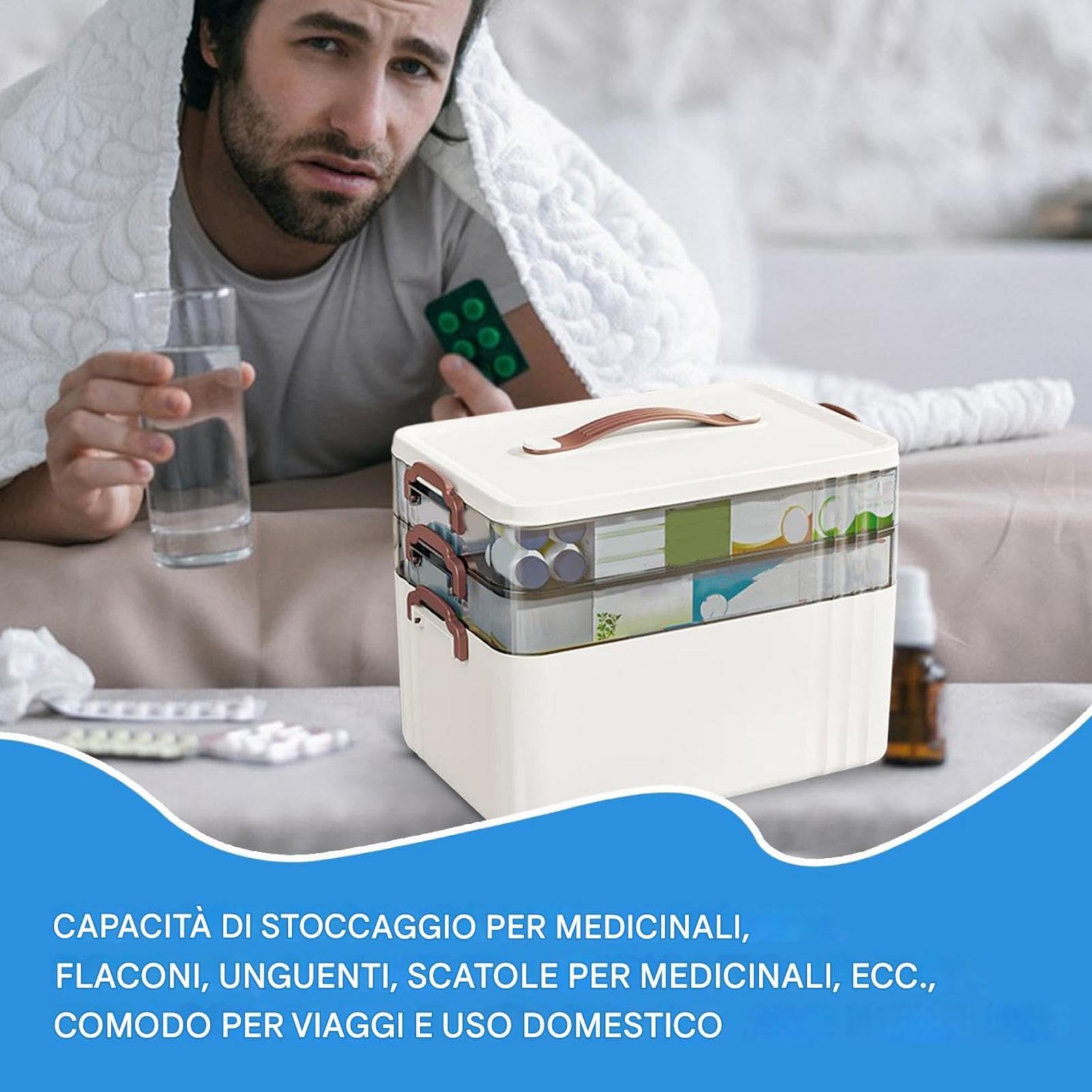 Scatola Medica Portapillole Trasparente Portatile Alta Capacità